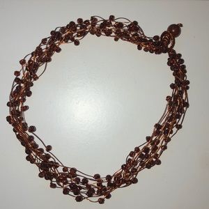 Copper wire and bead necklace